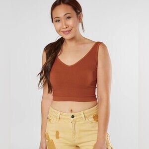 Free People Solid Ribbed Brami- Rust- L/XL